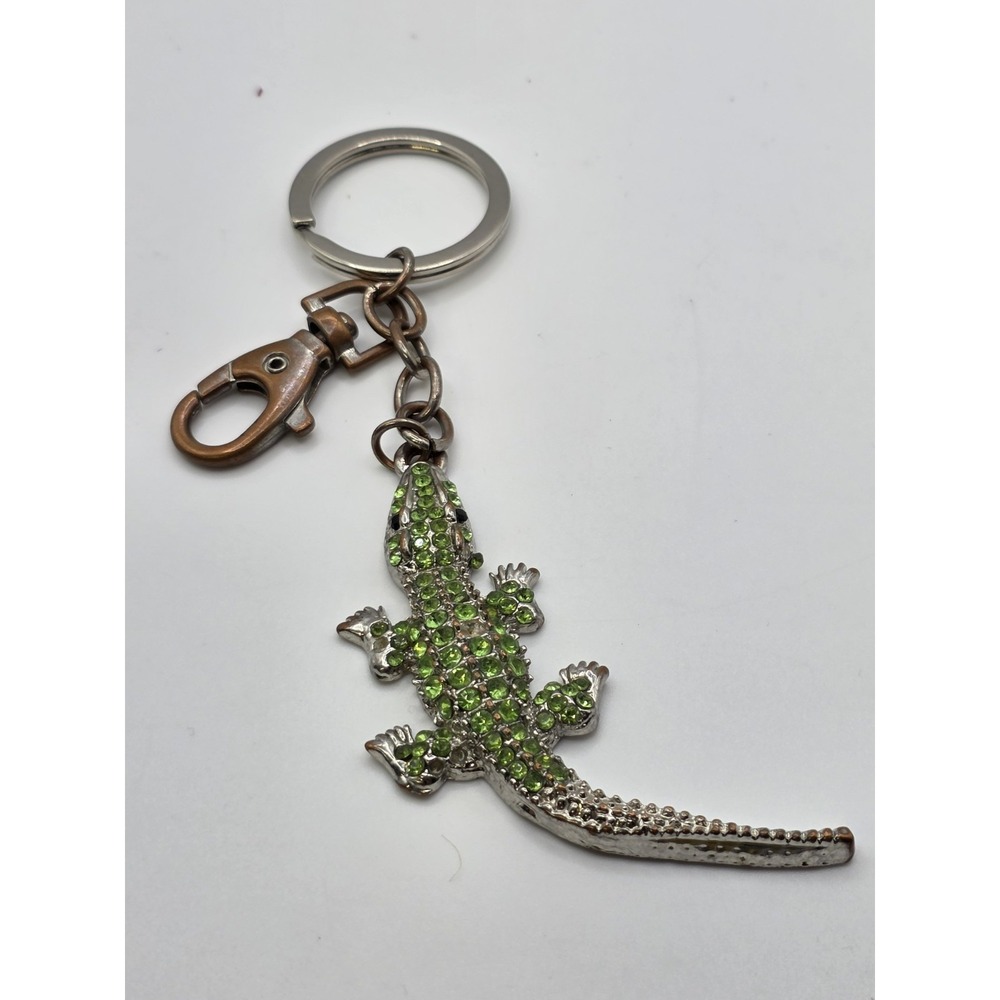 Gecko Rhinestone Keychain Crystal‎ Paved Lizard Chameleon Bling Clip Keyring